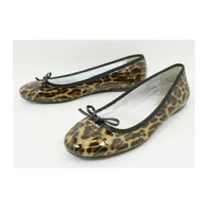 $650 PRADA LEOPARD LOGO Patent Cap-Toe Bow Ballerina Flat BALLET SHOES  36 (D20)
