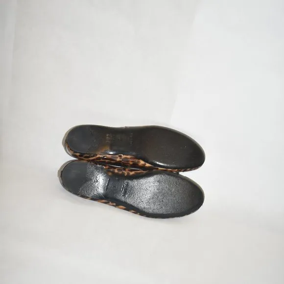 $650 PRADA LEOPARD LOGO Patent Cap-Toe Bow Ballerina Flat BALLET SHOES  36 (D20)