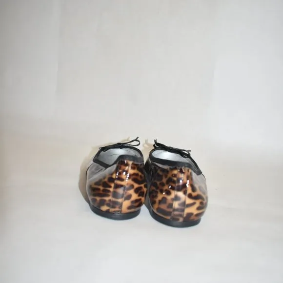 $650 PRADA LEOPARD LOGO Patent Cap-Toe Bow Ballerina Flat BALLET SHOES  36 (D20)