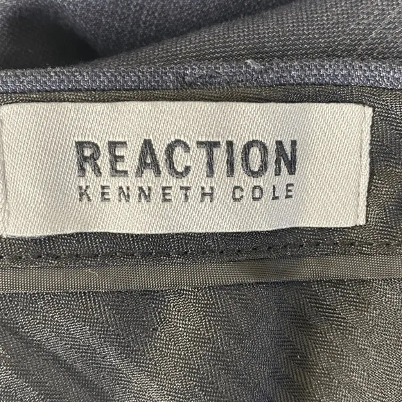 81. Kenneth Cole Reaction Men's Navy Slim Fit Windowpane Dress Pants 34 x 34