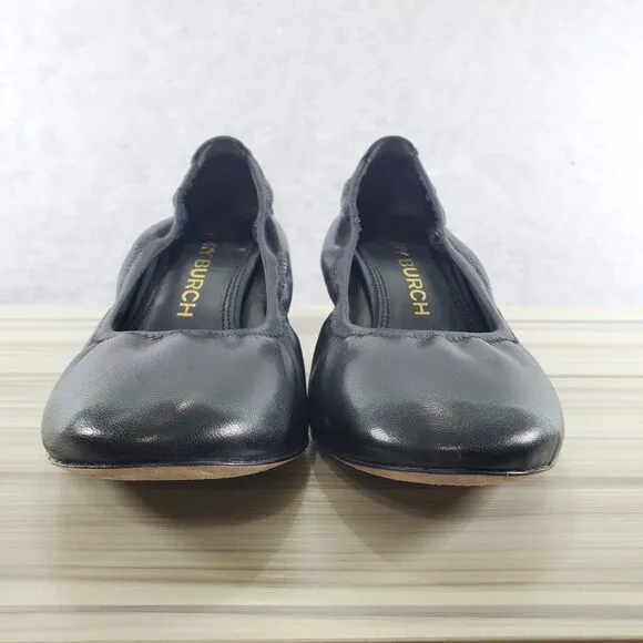 8.5 Tory Burch 55 MM Eddie Pump Chunky Block Heel Ballet Perfect Black Soft