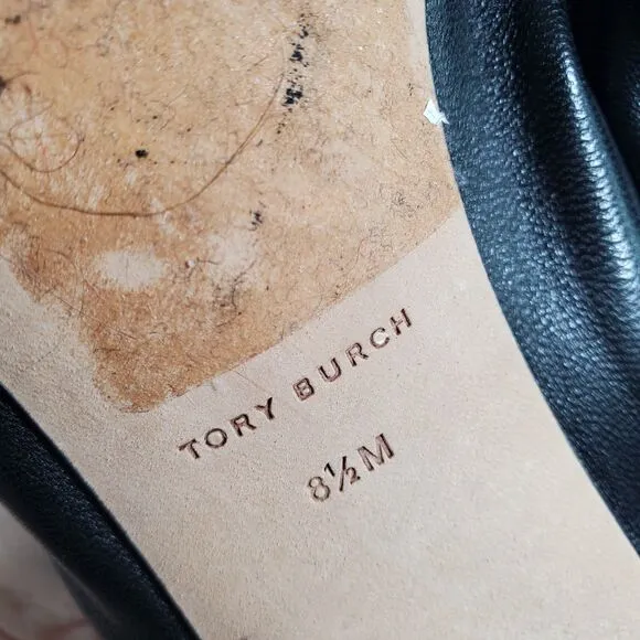 8.5 Tory Burch 55 MM Eddie Pump Chunky Block Heel Ballet Perfect Black Soft