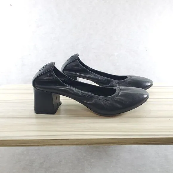8.5 Tory Burch 55 MM Eddie Pump Chunky Block Heel Ballet Perfect Black Soft