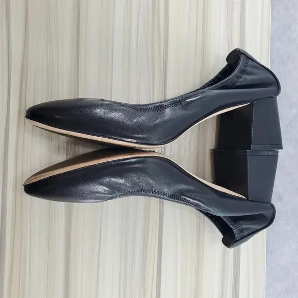 8.5 Tory Burch 55 MM Eddie Pump Chunky Block Heel Ballet Perfect Black Soft