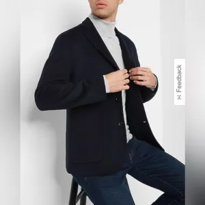 89. Express Slim Solid Blue Wool-Blend Hand Finished Blazer