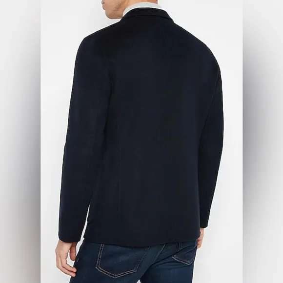 89. Express Slim Solid Blue Wool-Blend Hand Finished Blazer