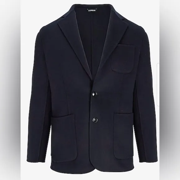 89. Express Slim Solid Blue Wool-Blend Hand Finished Blazer