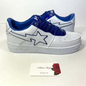 A Bathing Ape Bape Sta Patent Leather White Blue Shoes Size: 9.5 M