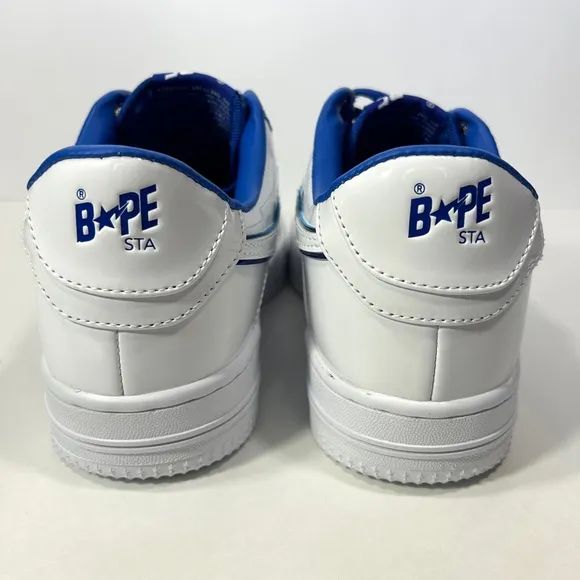 A Bathing Ape Bape Sta Patent Leather White Blue Shoes Size: 9.5 M