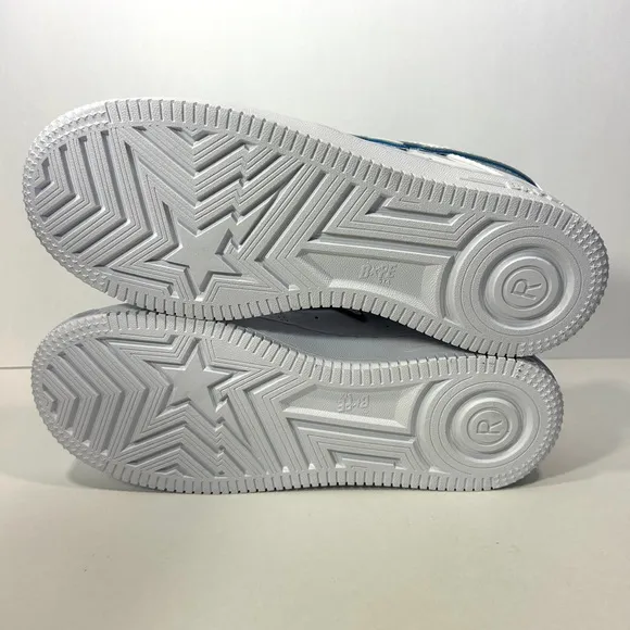A Bathing Ape Bape Sta Patent Leather White Blue Shoes Size: 9.5 M