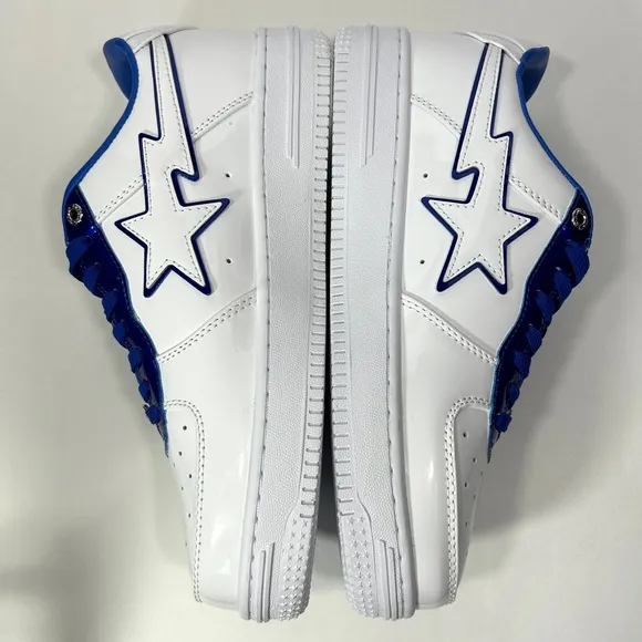 A Bathing Ape Bape Sta Patent Leather White Blue Shoes Size: 9.5 M