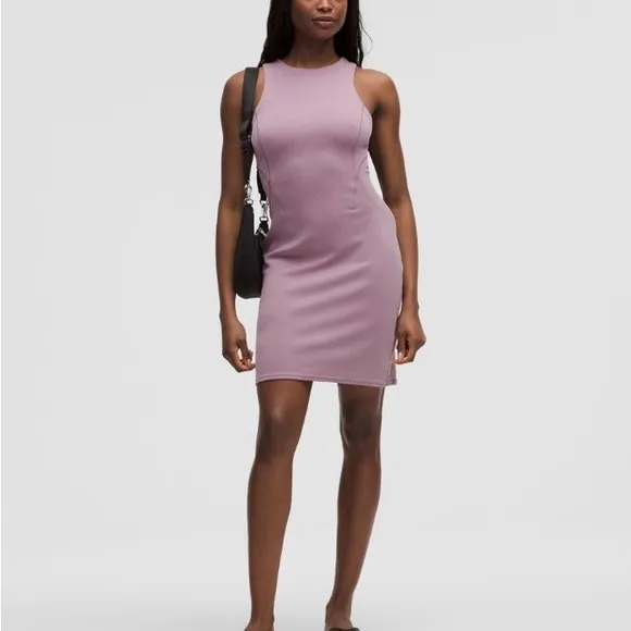 (A12) Ribbed Softstreme Slim-Fit Tank Dress, Size 8, Color Lavender Lux, NWT