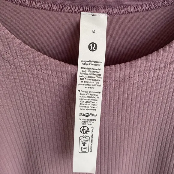 (A12) Ribbed Softstreme Slim-Fit Tank Dress, Size 8, Color Lavender Lux, NWT