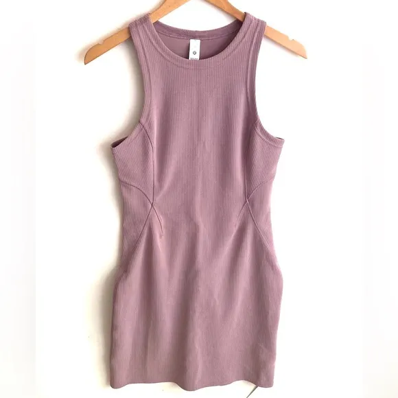 (A12) Ribbed Softstreme Slim-Fit Tank Dress, Size 8, Color Lavender Lux, NWT
