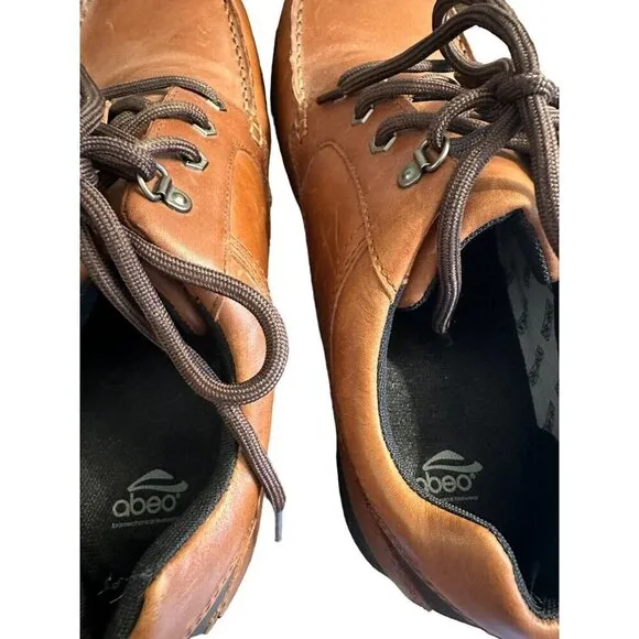 Abeo Rayburn Slip Resistant Shoes Brown Leather Casual Oxfords Mens Sz 12