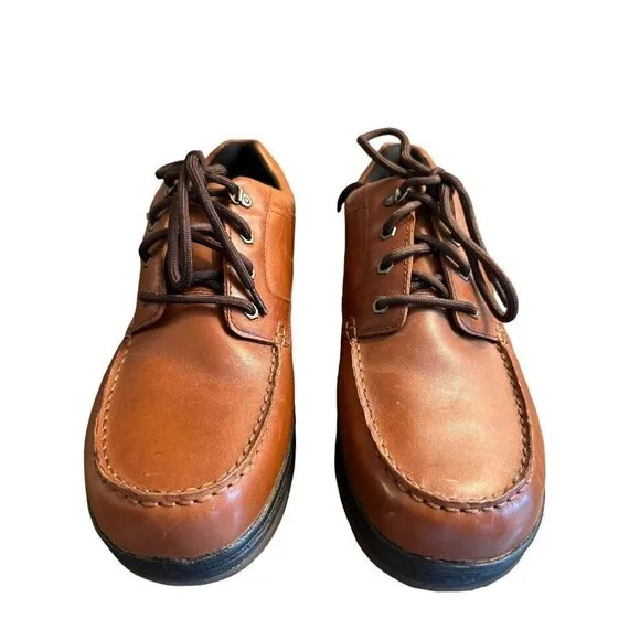 Abeo Rayburn Slip Resistant Shoes Brown Leather Casual Oxfords Mens Sz 12