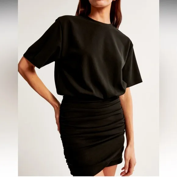 Abercrombie &amp; Fitch Ruched Knit Mini Dress Crew Short Sleeve Tee Bodycon Small