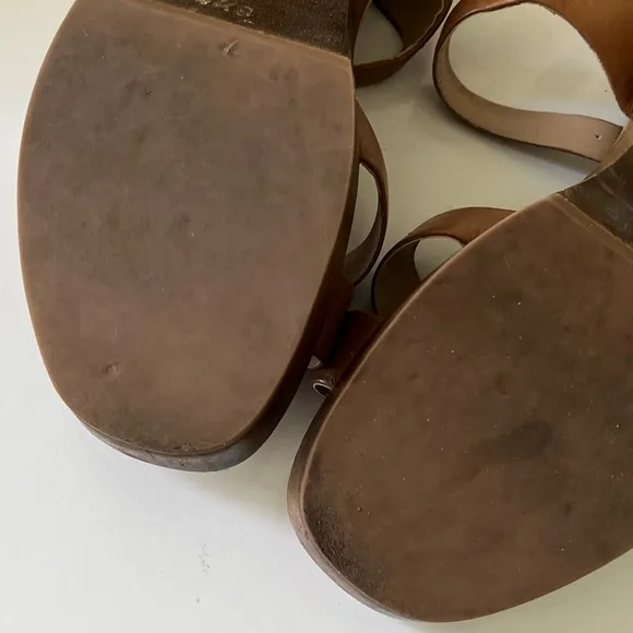 ABLE Shoes Women’s Mika Clog Retro Brown Cognac Leather Sandals Size 8.5