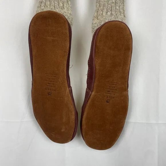 Acorn Mens Original Sock Gray Ragg Wool Cloud Cushion Comfort Slippers Size 9-10