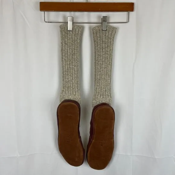 Acorn Mens Original Sock Gray Ragg Wool Cloud Cushion Comfort Slippers Size 9-10