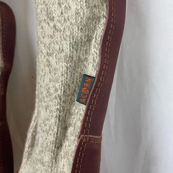 Acorn Mens Original Sock Gray Ragg Wool Cloud Cushion Comfort Slippers Size 9-10