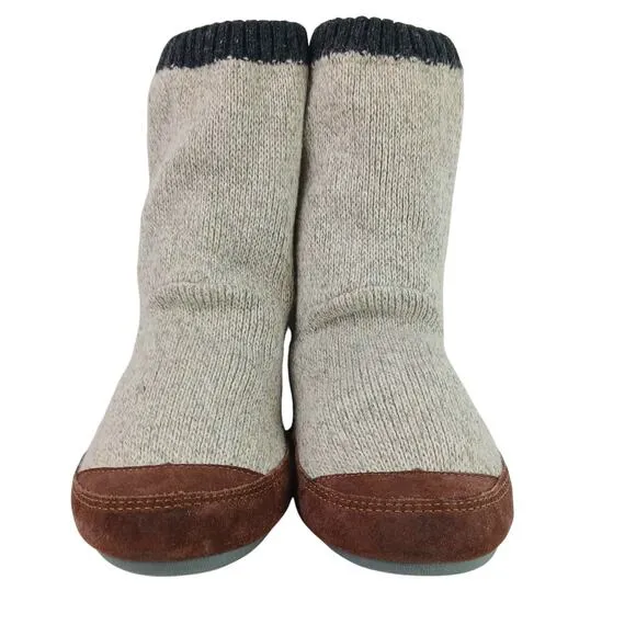Acorn Men's SZ 9/10 Sweater &amp; Suede Slippers Grey Ragg Wool Indoor/Outdoor