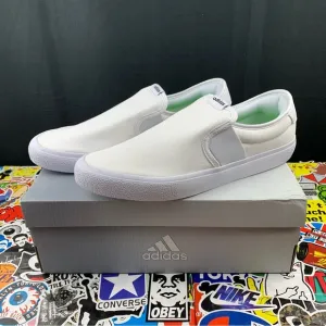 Adidas All White Vulc Raid3r Slip Ons Men's Various Sizes