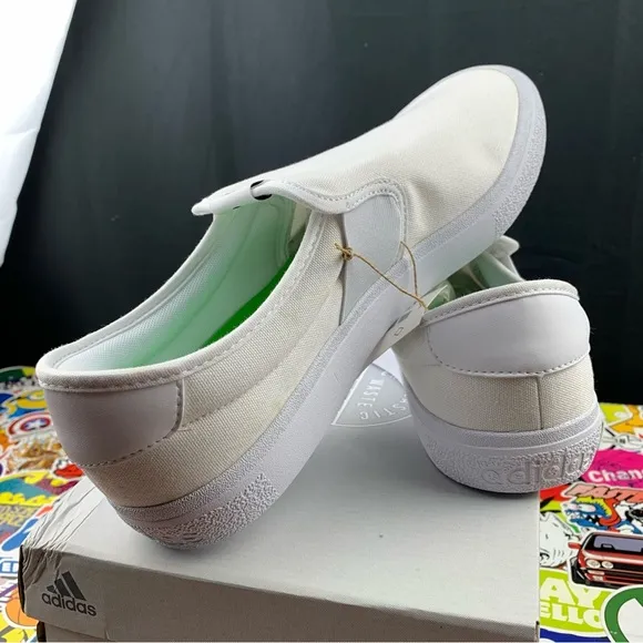 Adidas All White Vulc Raid3r Slip Ons Men's Various Sizes