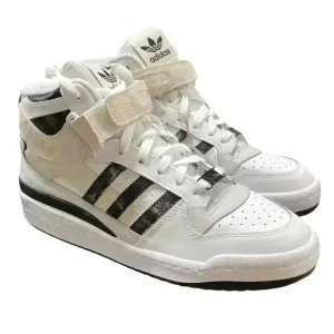 Adidas Basketball Shoes Women 9 White Black Marble Forum Mid Lace Up Sneaker NEW
