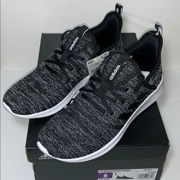 ADIDAS CloudFoam Pure Running Sneakers, Black NIB