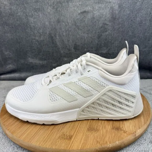 Adidas Dropset 2 Shoes Womens Size 9.5 White Gray Lifting Gym Workout Sneakers