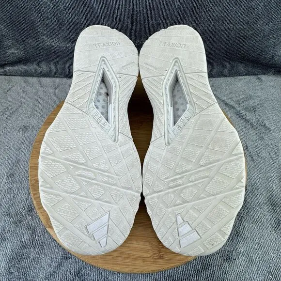 Adidas Dropset 2 Shoes Womens Size 9.5 White Gray Lifting Gym Workout Sneakers