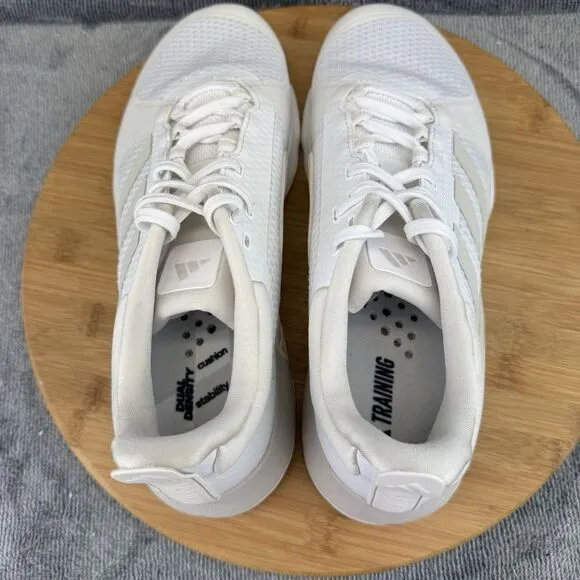 Adidas Dropset 2 Shoes Womens Size 9.5 White Gray Lifting Gym Workout Sneakers