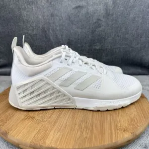 Adidas Dropset 2 Shoes Womens Size 9.5 White Gray Lifting Gym Workout Sneakers