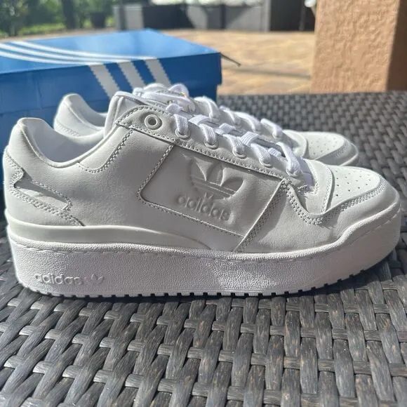 Adidas Forum Bold Women's Athletic Flatform Shoes Triple White FY9042 Size 10
