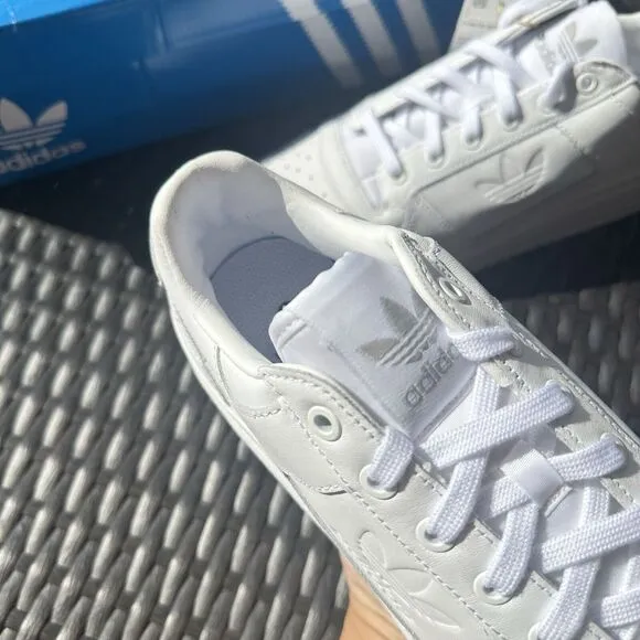 Adidas Forum Bold Women's Athletic Flatform Shoes Triple White FY9042 Size 10