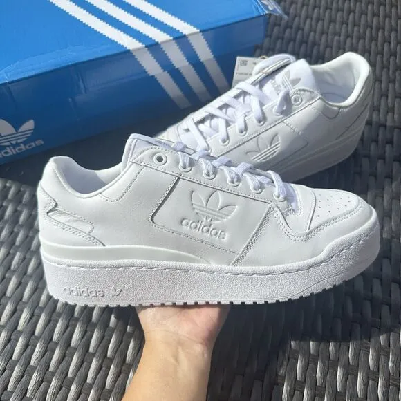 Adidas Forum Bold Women's Athletic Flatform Shoes Triple White FY9042 Size 10