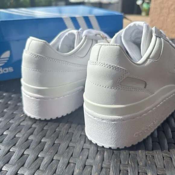 Adidas Forum Bold Women's Athletic Flatform Shoes Triple White FY9042 Size 10