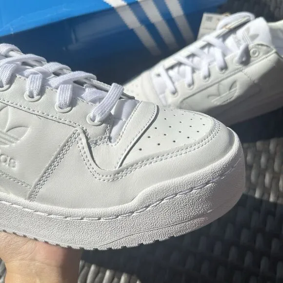 Adidas Forum Bold Women's Athletic Flatform Shoes Triple White FY9042 Size 10