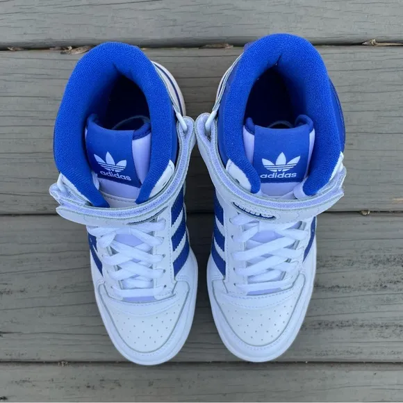 adidas Forum Mid Sneaker white and blue shoes size 4