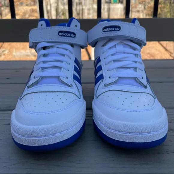 adidas Forum Mid Sneaker white and blue shoes size 4