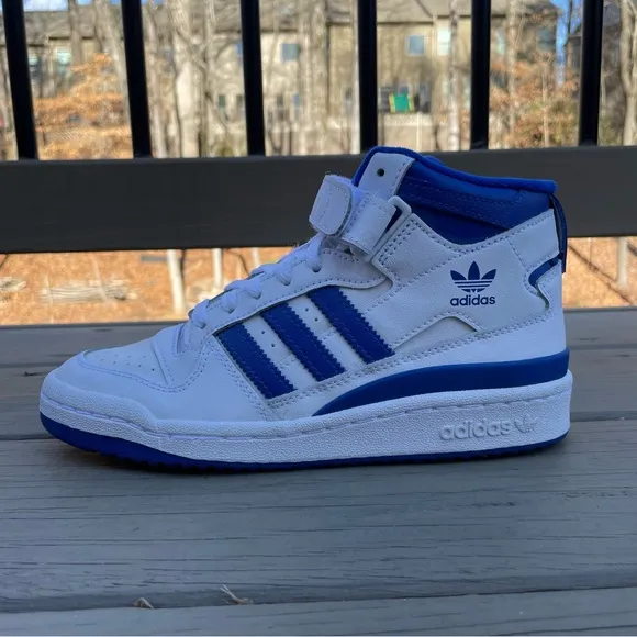 adidas Forum Mid Sneaker white and blue shoes size 4