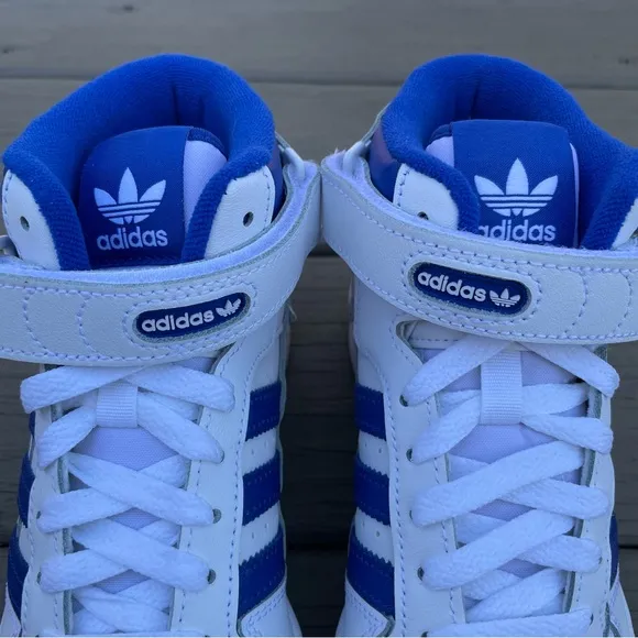 adidas Forum Mid Sneaker white and blue shoes size 4