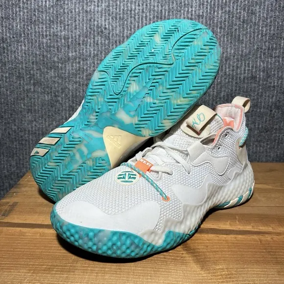 Adidas Harden Vol. 6 Bahama Men's Size 9 White Aqua  Basketball Shoes GW9031