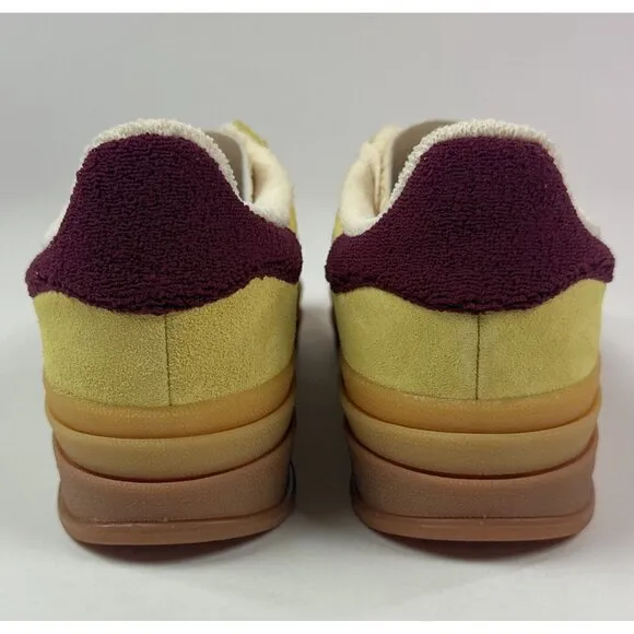 adidas Originals Gazelle Bold Womens 9 Yellow Platform Shoes Low Suede IF5937