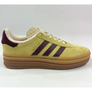 adidas Originals Gazelle Bold Womens 9 Yellow Platform Shoes Low Suede IF5937