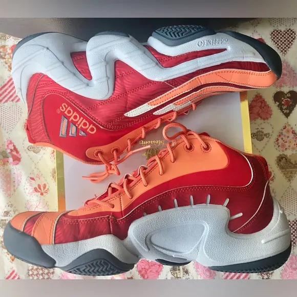 Adidas Real Deal Vivid Red Mid Sneakers #Q32863 Red-Orange-White colors size 9.5
