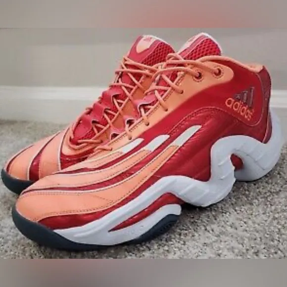 Adidas Real Deal Vivid Red Mid Sneakers #Q32863 Red-Orange-White colors size 9.5
