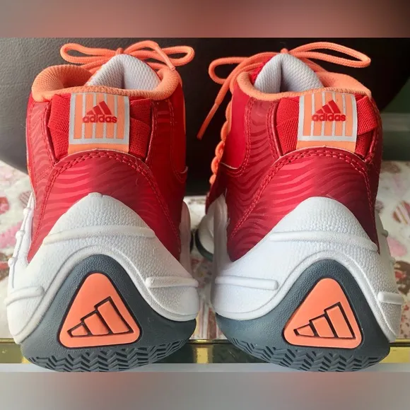 Adidas Real Deal Vivid Red Mid Sneakers #Q32863 Red-Orange-White colors size 9.5