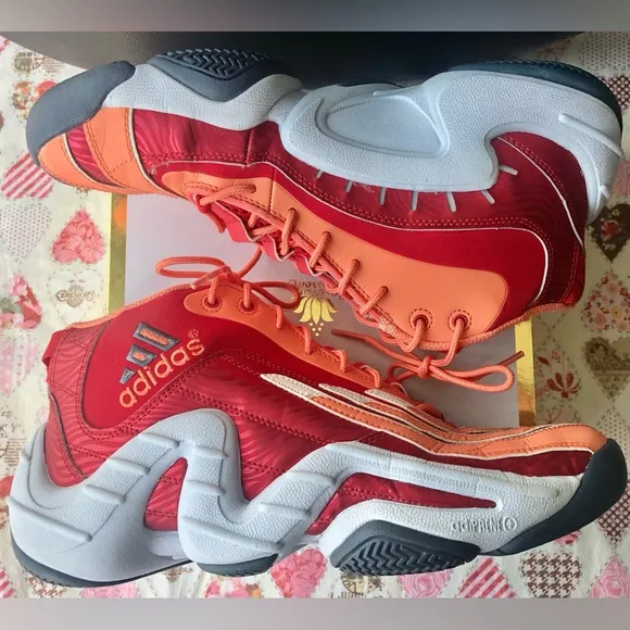 Adidas Real Deal Vivid Red Mid Sneakers #Q32863 Red-Orange-White colors size 9.5